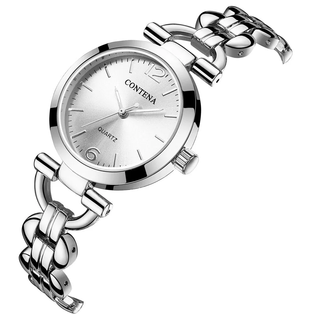 Women's Retro Casual Fashion Stainless Steel Quartz Bracelet Wristwatch