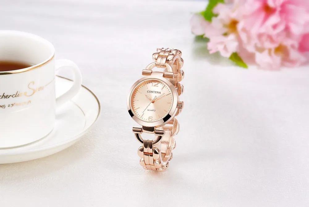 Women's Retro Casual Fashion Stainless Steel Quartz Bracelet Wristwatch