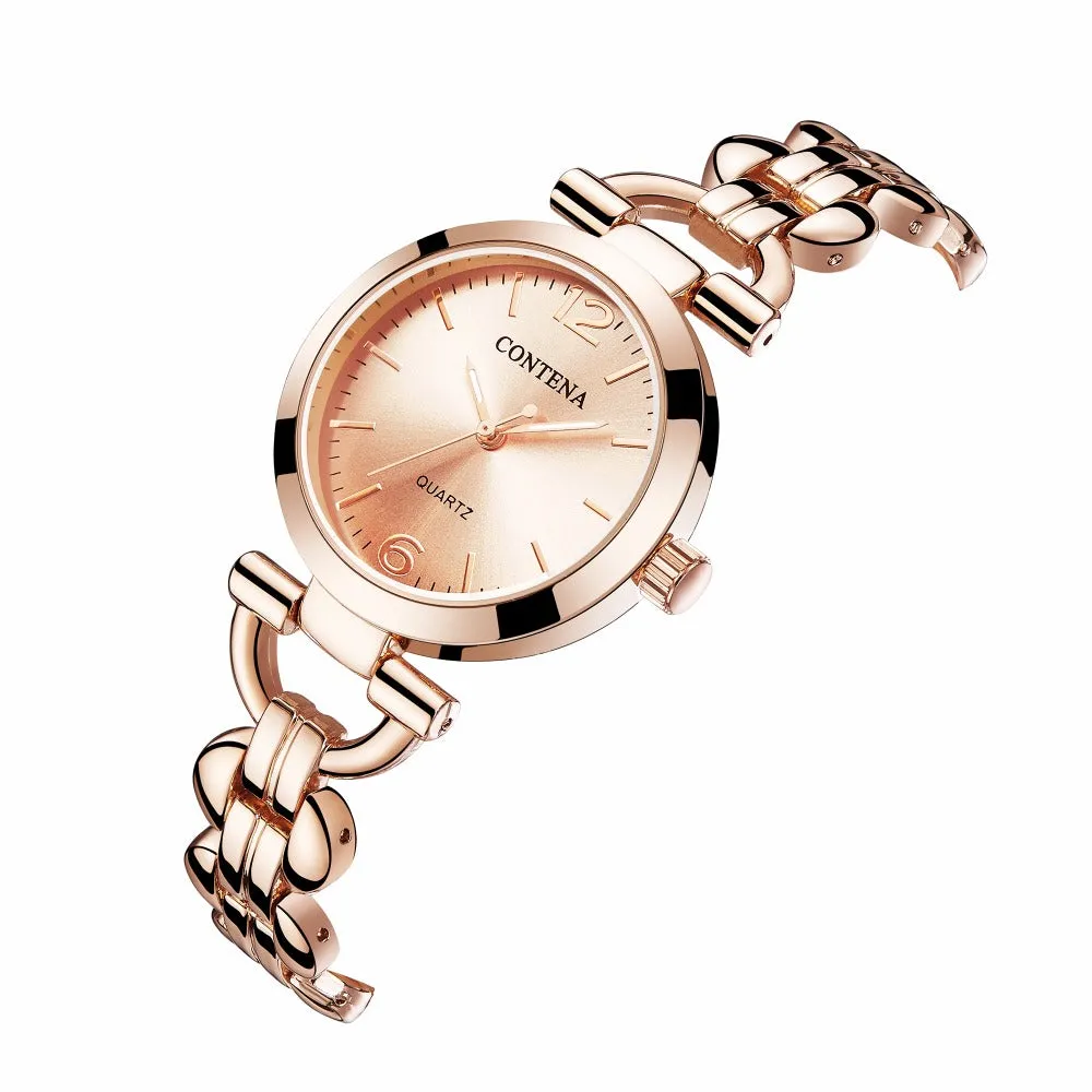 Women's Retro Casual Fashion Stainless Steel Quartz Bracelet Wristwatch