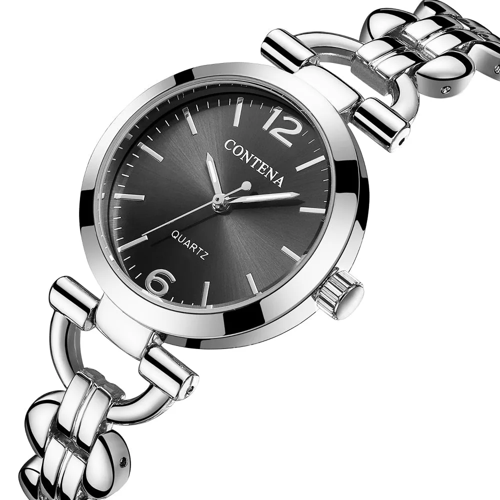 Women's Retro Casual Fashion Stainless Steel Quartz Bracelet Wristwatch