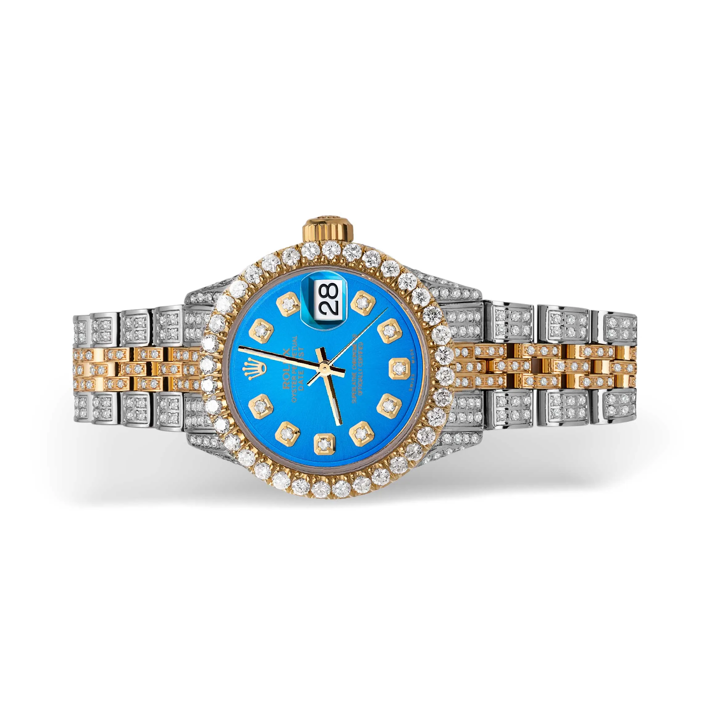 Women's Rolex Datejust Diamond Bezel Watch 26mm Blue Dial | 6.20ct