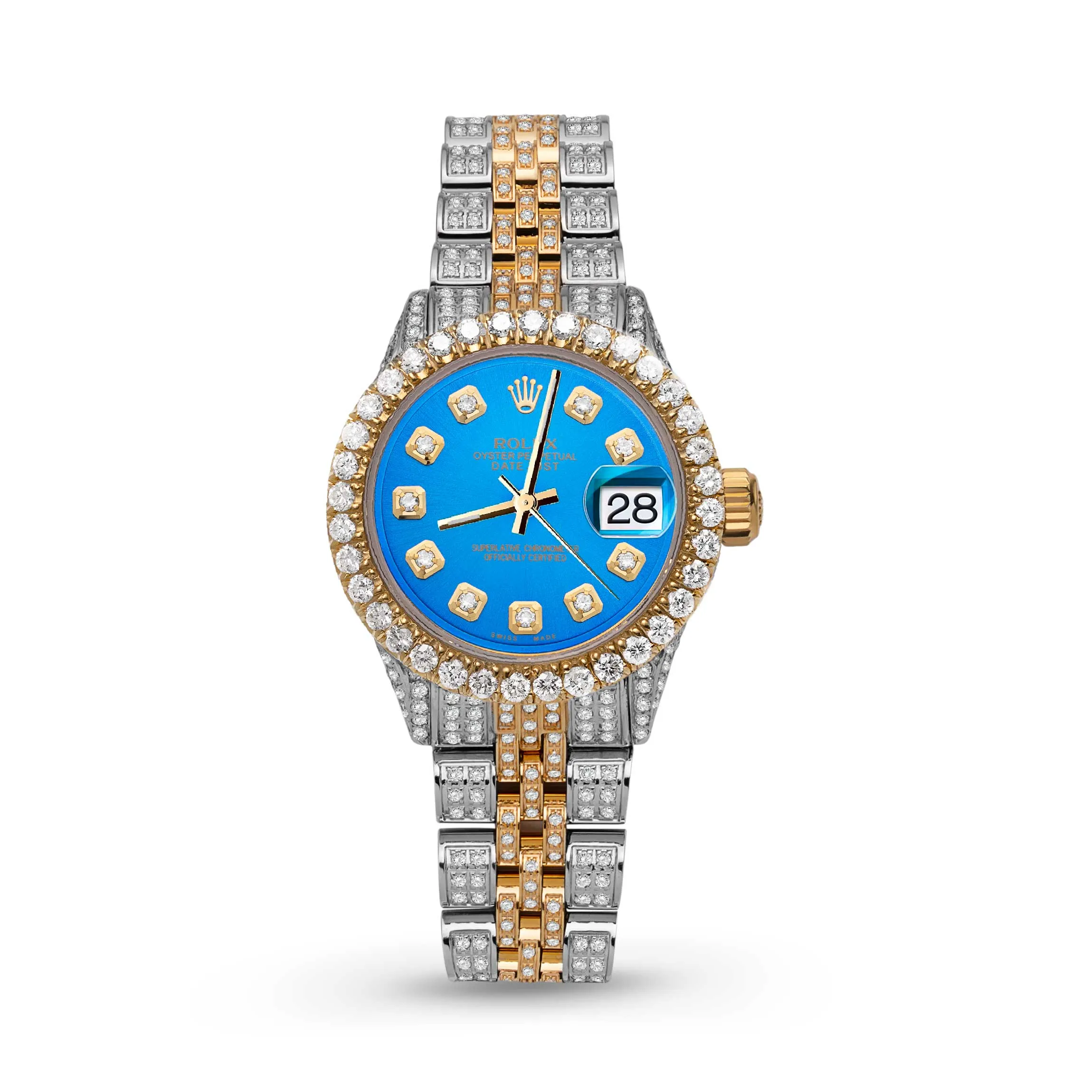 Women's Rolex Datejust Diamond Bezel Watch 26mm Blue Dial | 6.20ct