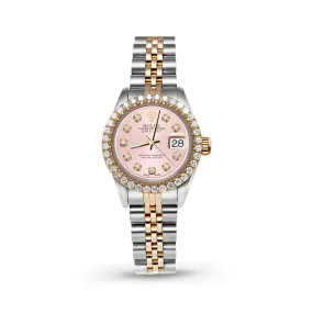 Women's Rolex Datejust Diamond Bezel Watch 26mm Pink Dial | 1.25ct