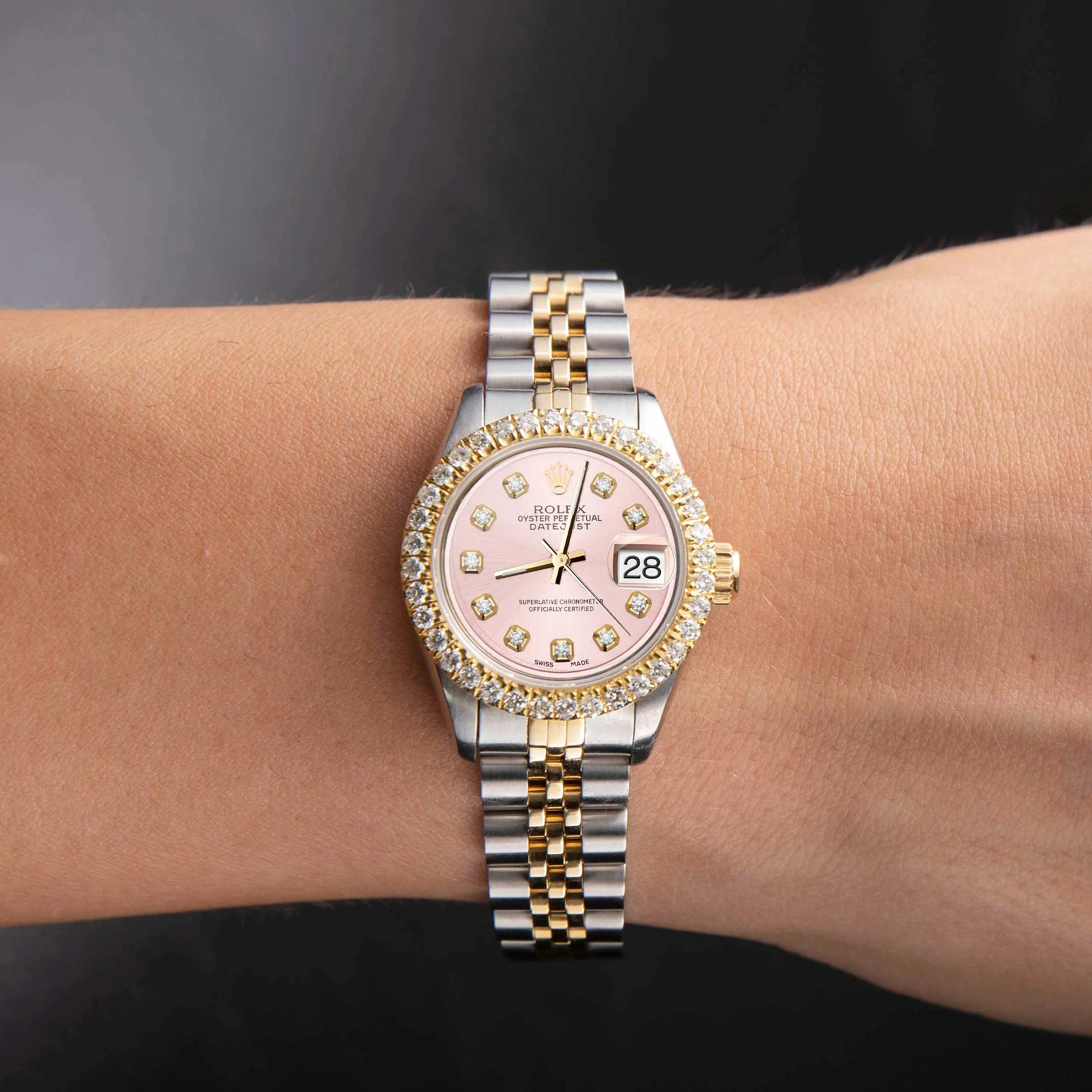 Women's Rolex Datejust Diamond Bezel Watch 26mm Pink Dial | 1.25ct