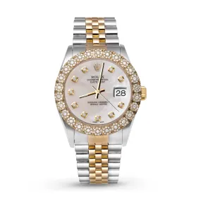 Women's Rolex Datejust Diamond Bezel Watch 36mm Mother of Pearl Dial | 2.20ct