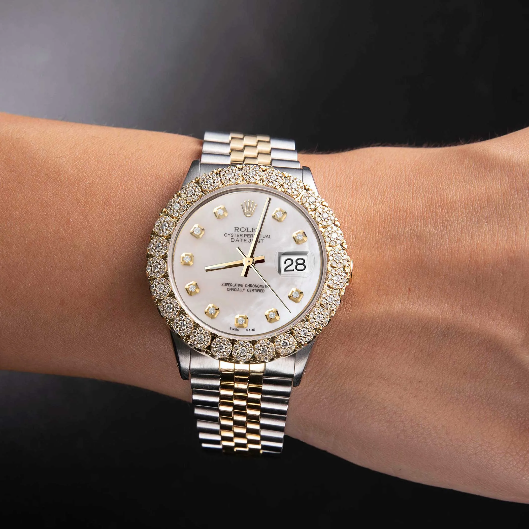 Women's Rolex Datejust Diamond Bezel Watch 36mm Mother of Pearl Dial | 2.20ct