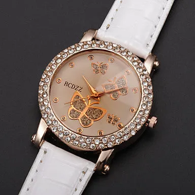 Women's Watch Diamante Butterflies Pattern Dial
