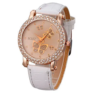 Women's Watch Diamante Butterflies Pattern Dial