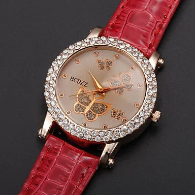 Women's Watch Diamante Butterflies Pattern Dial