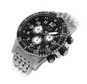 Xezo Air Commando 300-Meter Water Resistant Swiss-Made Chronograph Men's Watch With Second Time Zone (Air Commando D45-GS)