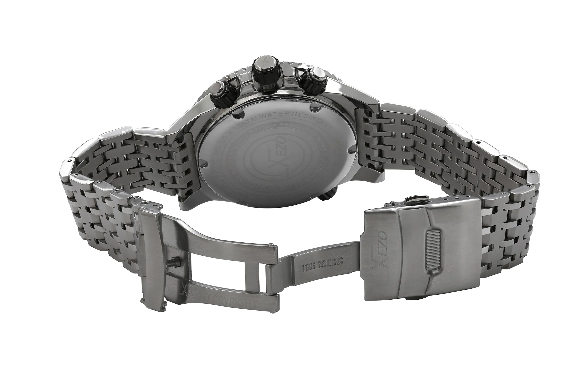 Xezo Air Commando 300-Meter Water Resistant Swiss-Made Chronograph Men's Watch With Second Time Zone (Air Commando D45-GS)