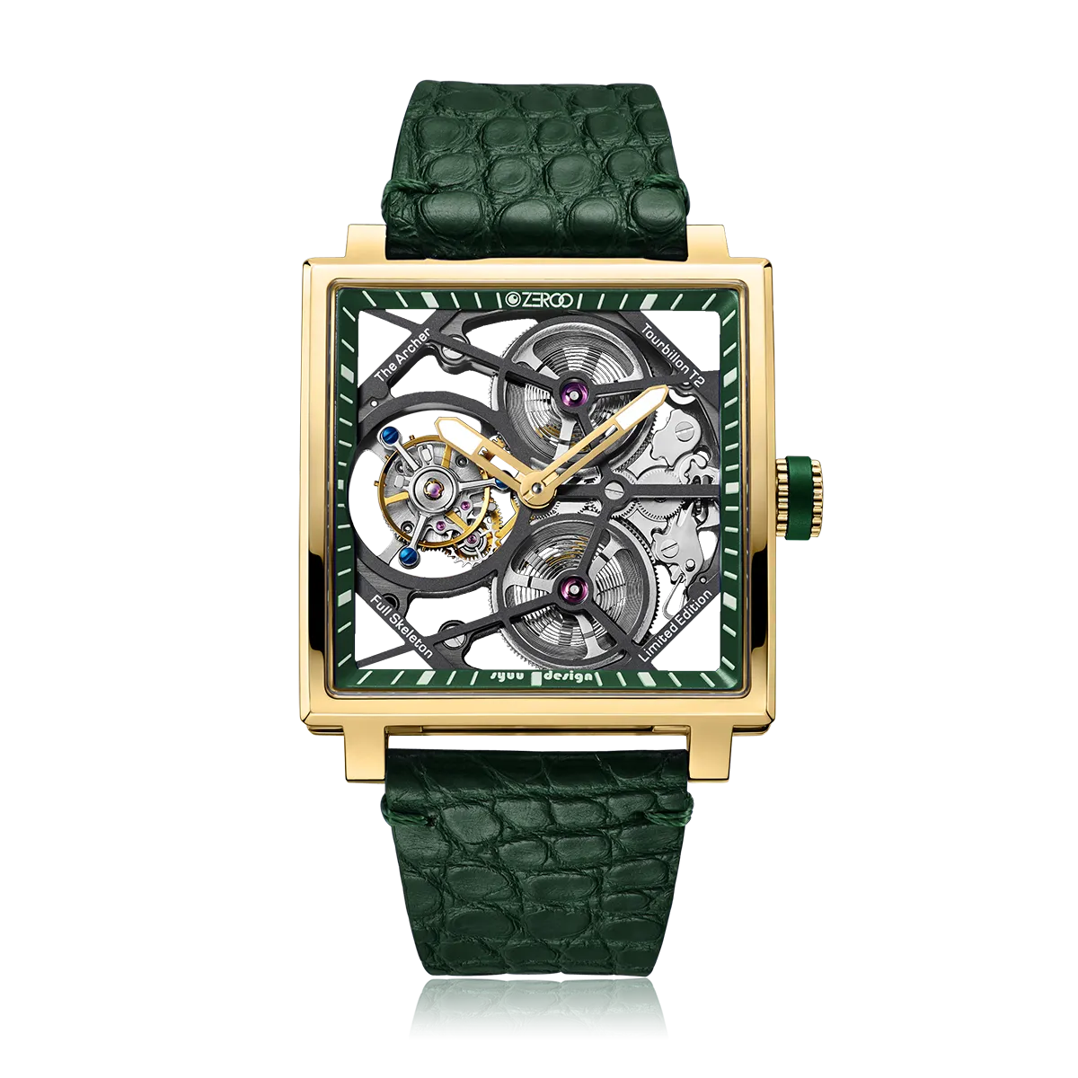 ZEROO T1 THE ARCHER FULL SKELETON TOURBILLONMANUAL TOURBILLON WATCH FOR GENTS - ZT002GGR