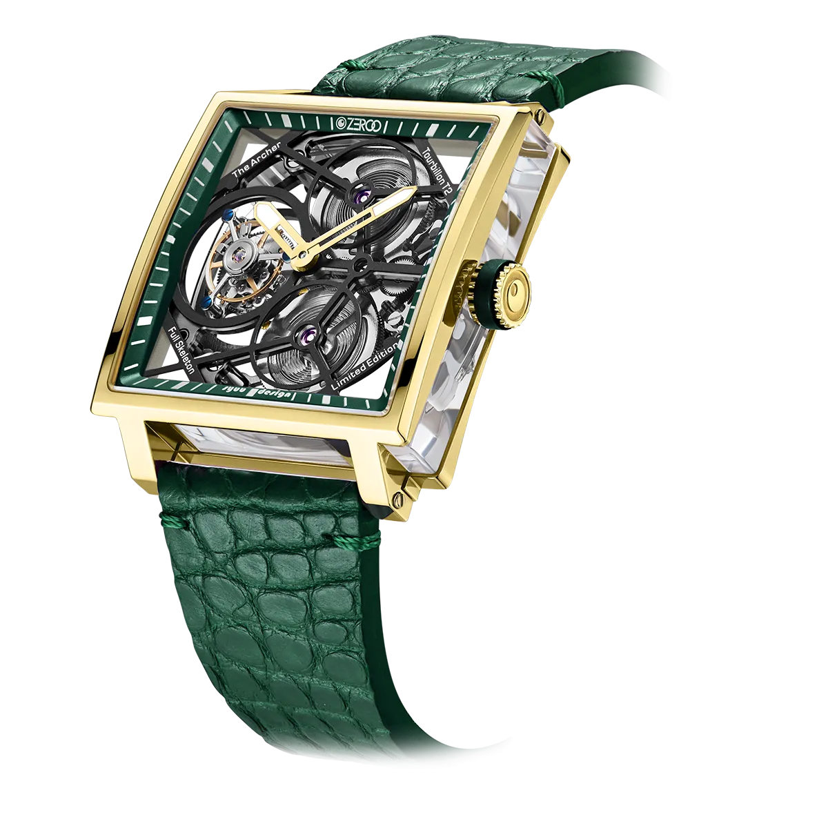 ZEROO T1 THE ARCHER FULL SKELETON TOURBILLONMANUAL TOURBILLON WATCH FOR GENTS - ZT002GGR